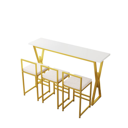 Everly Quinn 4Piece Counter Height Extra Long Console Bar Dining Table